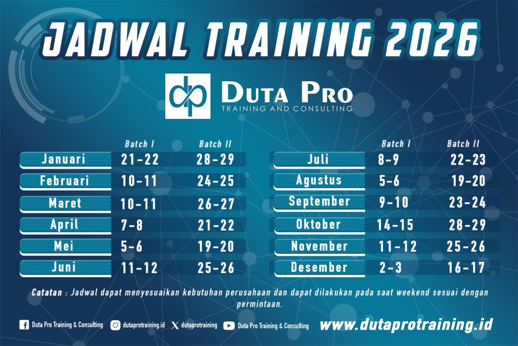 jadwal training 2026 duta pro training consulting